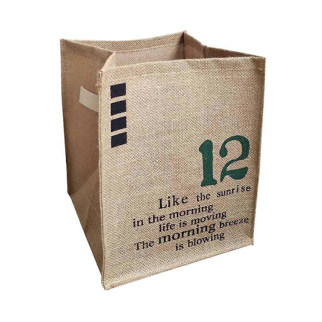 Portable Reusable Burlap Bag Foldable Linen Storage Basket Grocery Organizer Box Multicolor