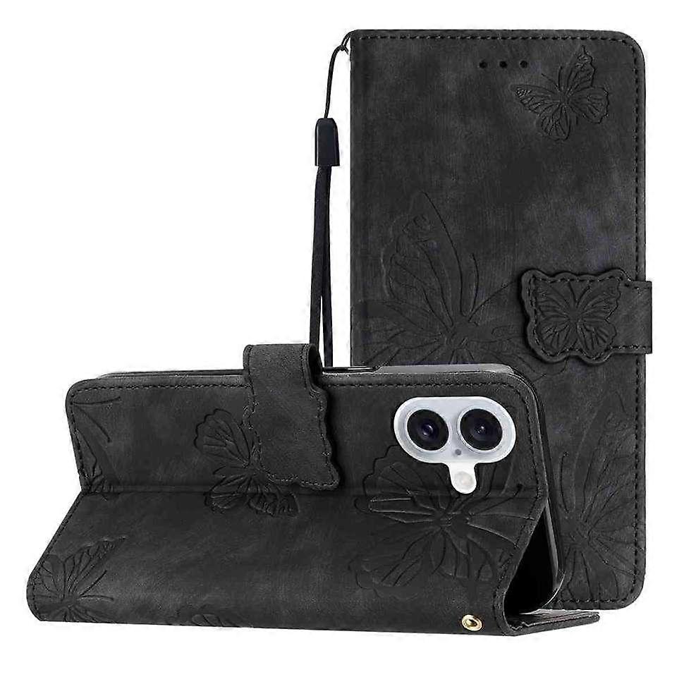 Skin-feel Embossed Butterfly Leather Phone Case