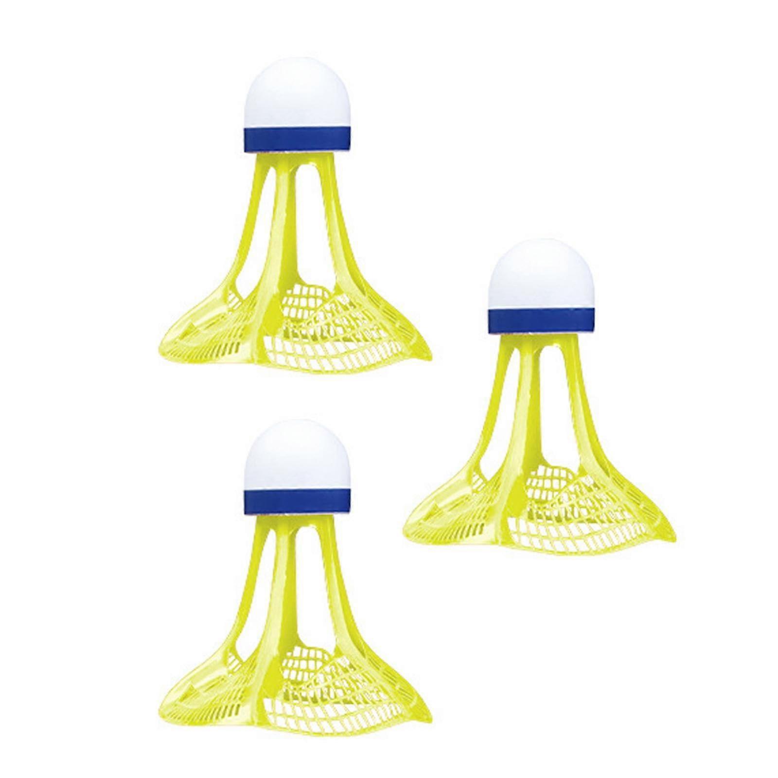 Badminton Shuttlecocks 3-Pack Windproof Training Shuttles Yellow For All Levels Gymnasium And Park Use