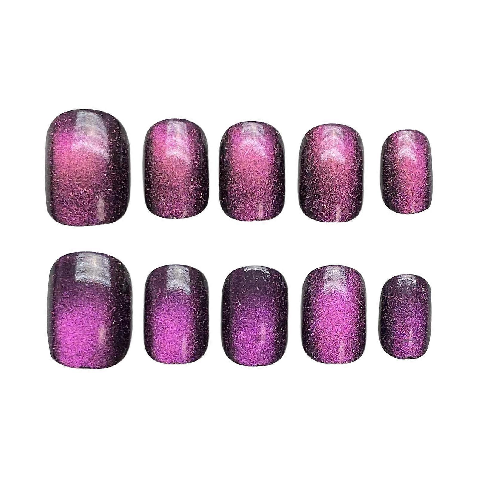 Mauve Cat Eyes Short Resin Nail Extension with Natural and Smooth Edge Nails