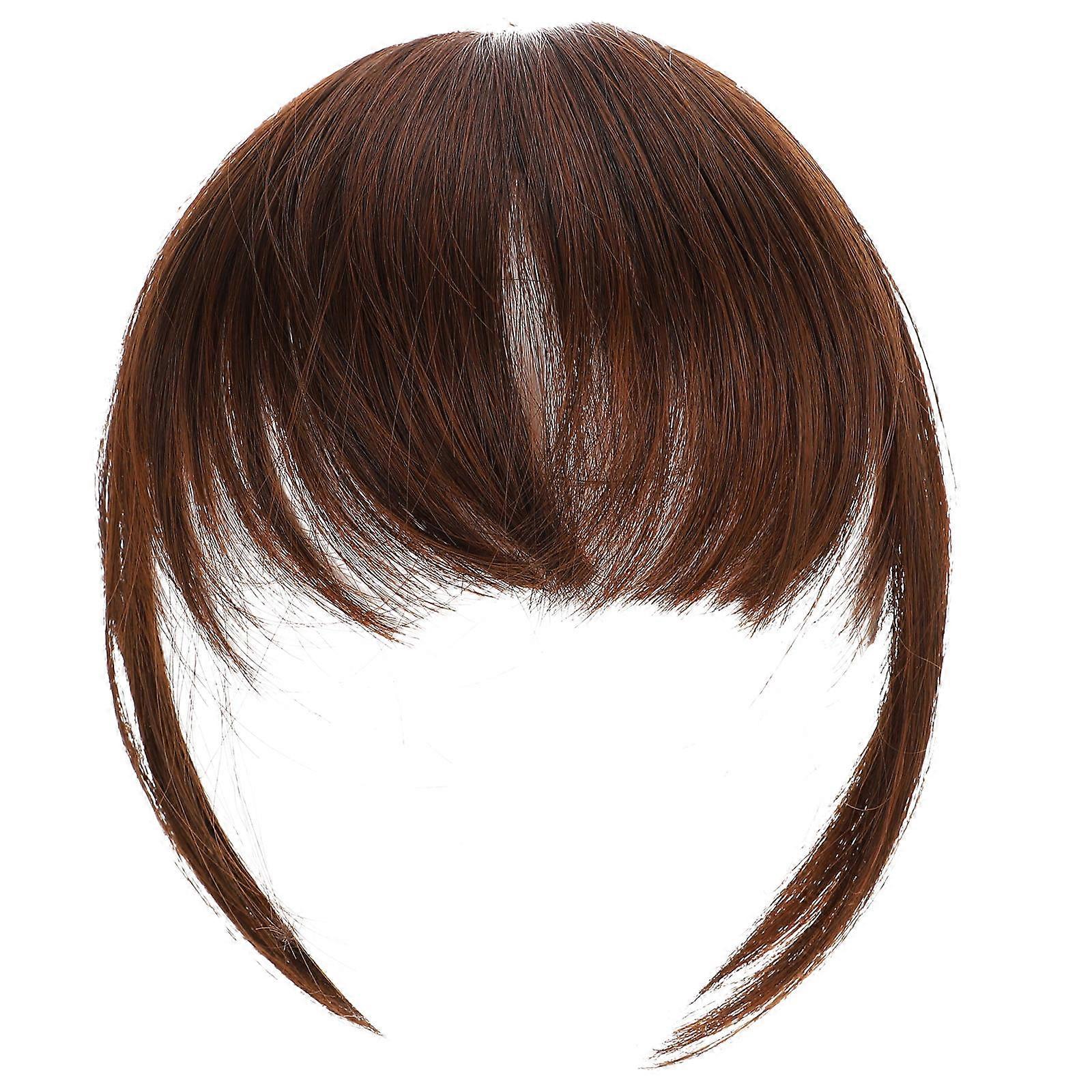 Natural Lightweight Clip In Hair Bangs with Sideburns – Smooth Hairpiece for Volume & Stylish Look, Easy to Wear, Light Brown Fake Bangs Extension
