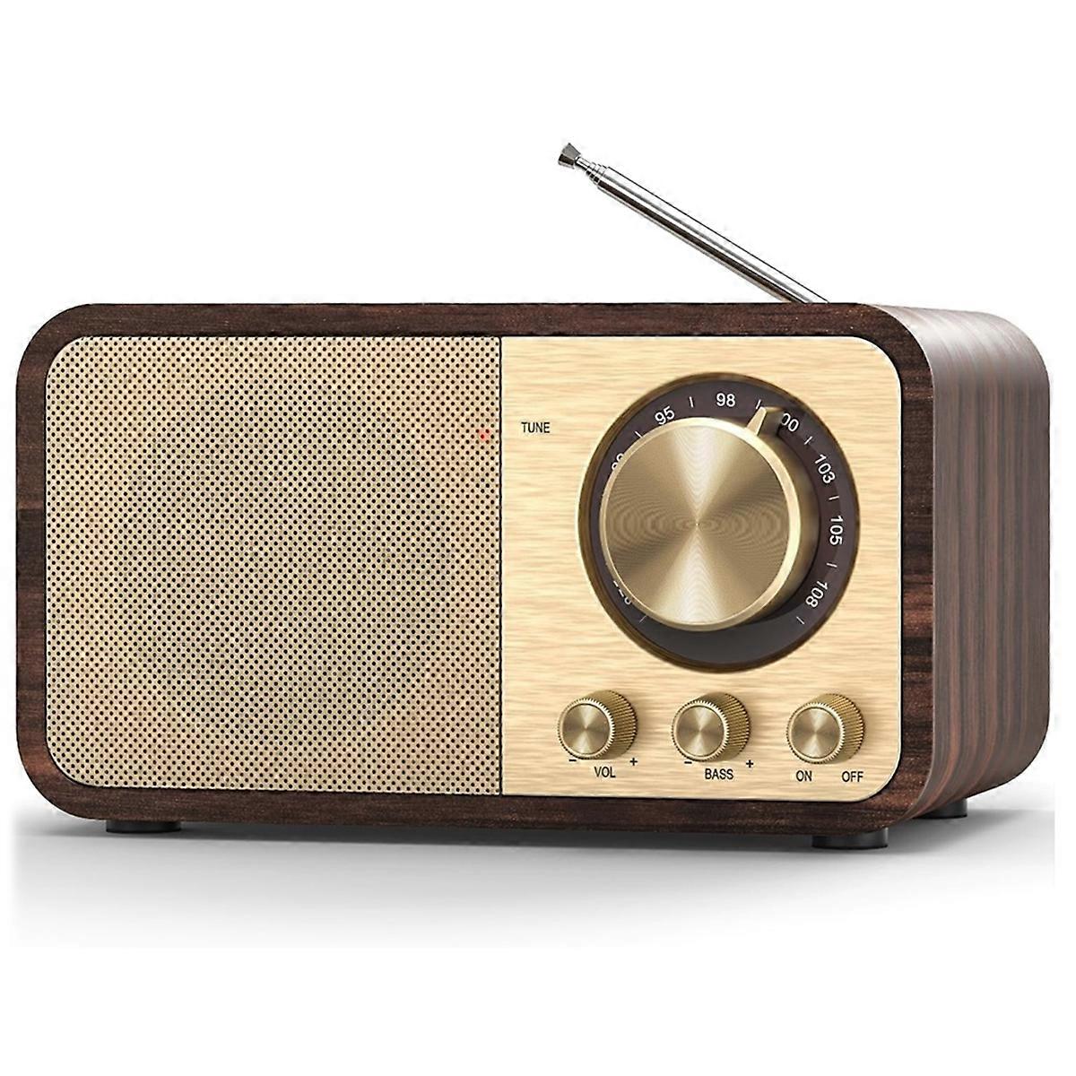 FM Radio with Reception,Bluetooth Portable Transistor Radio with 5W Speaker,Rechargeable Vintage Ra