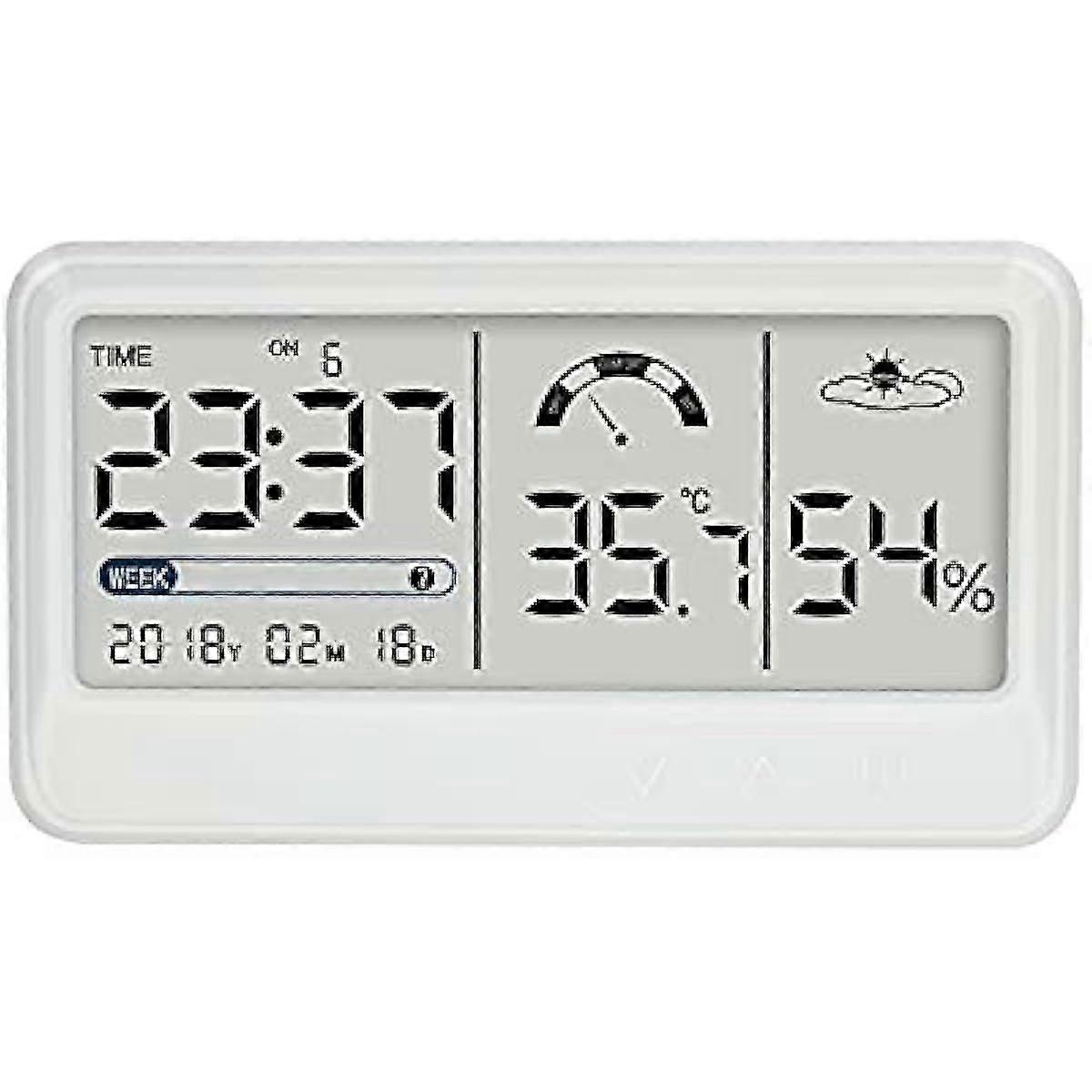 Digital Hygrometer with Temperature Humidity Gauge & LCD Clock - Indoor Thermometer