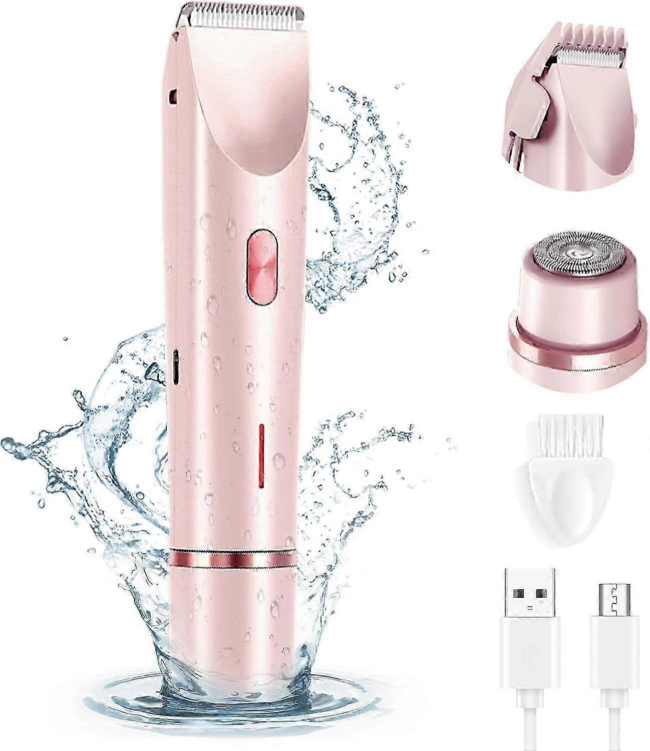 ماكينة حلاقة الجسم الجديدة 2 في 1 للنساء ، ماكينة حلاقة بيكيني قابلة لإعادة الشحن للنساء ، ماكينة حلاقة للشعر الرطب والجاف IPX7 مقاومة للماء لوجه الوجه L