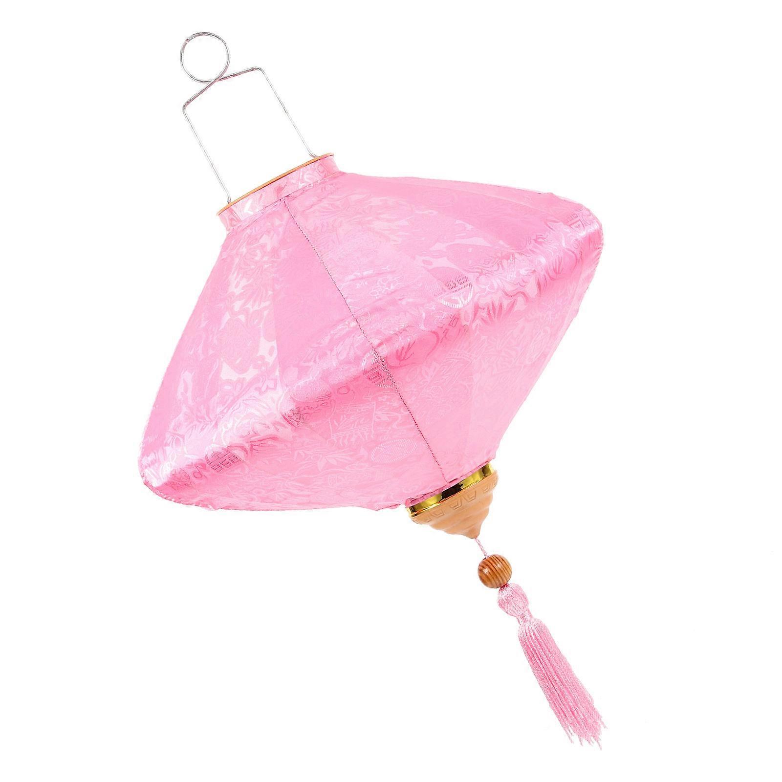 Vietnamese Pink Hanging Lantern for Party, Moon Festival – Lightweight Decorative Oriental Lantern with Floral Pattern for Indoor & Outdoor Garden