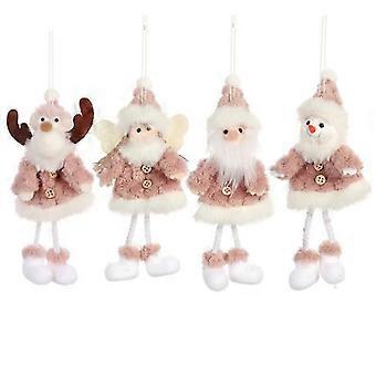 4pcsSanta Claus Angel Plush Doll Pendant Christmas Tree Ornaments Party Ornaments