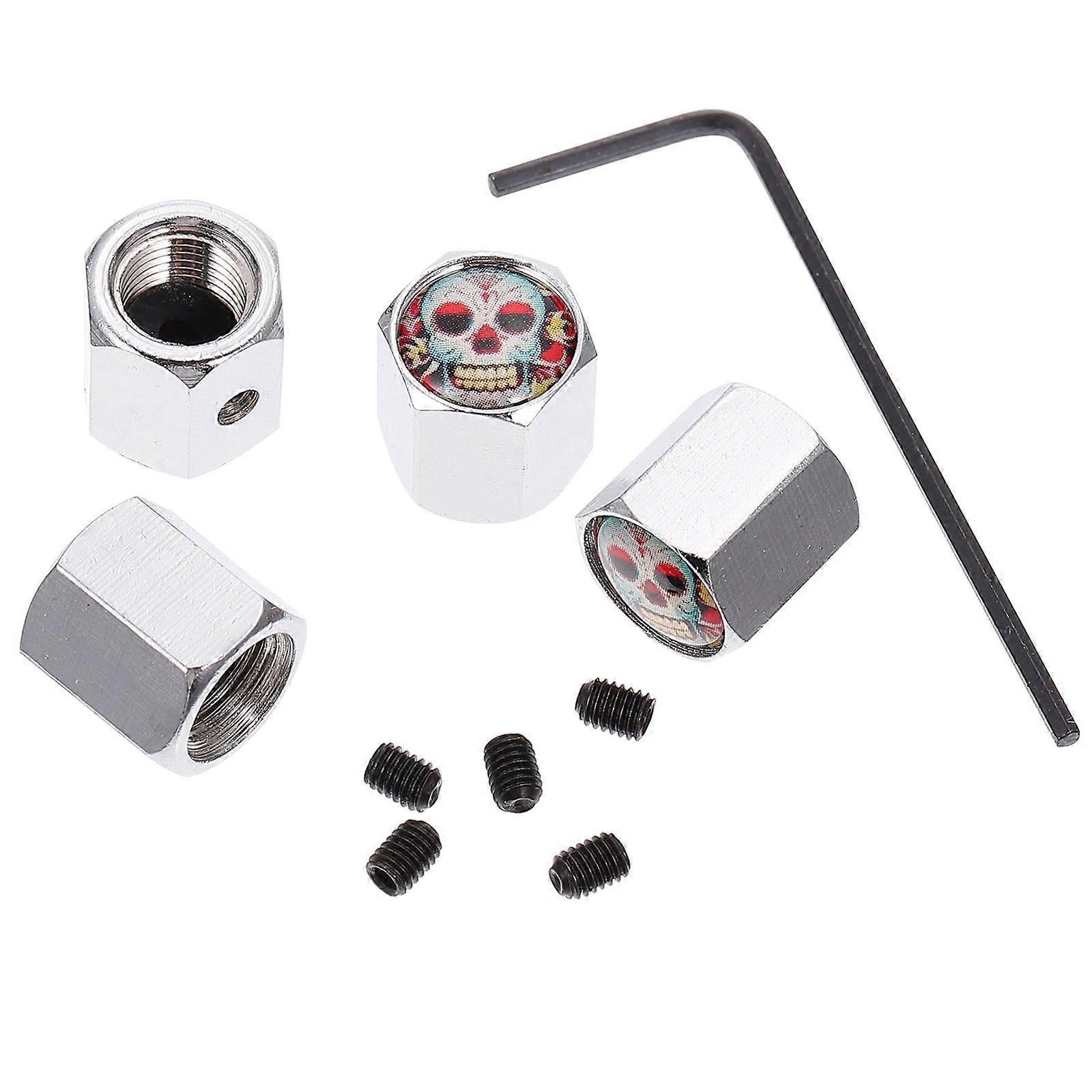 Skull Design Theft Resistant Car Valve Caps – Wear Resistant, Easy Install, Air & Moisture Sealing Tire Covers for Enhanced Performance