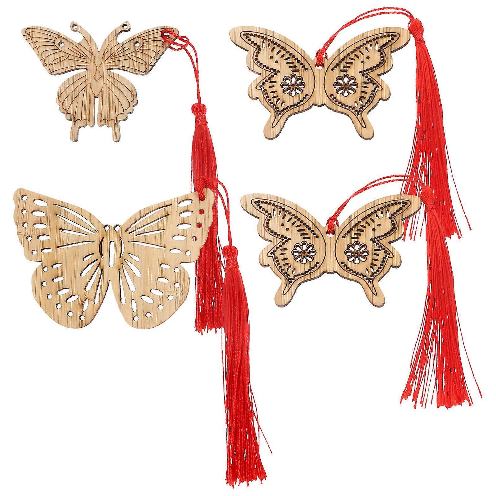 Bamboo Bookmarks Unique Butterfly Shape For Study And Work 4Pcs