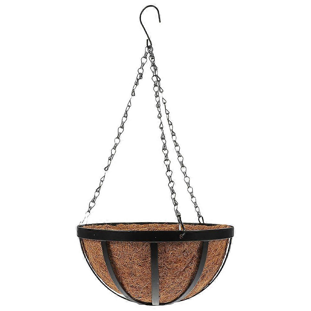 Hanging Type Flowerpot Iron Hanging Flower Pot Use Coffee Color Round Shape Space-saving 1Pack