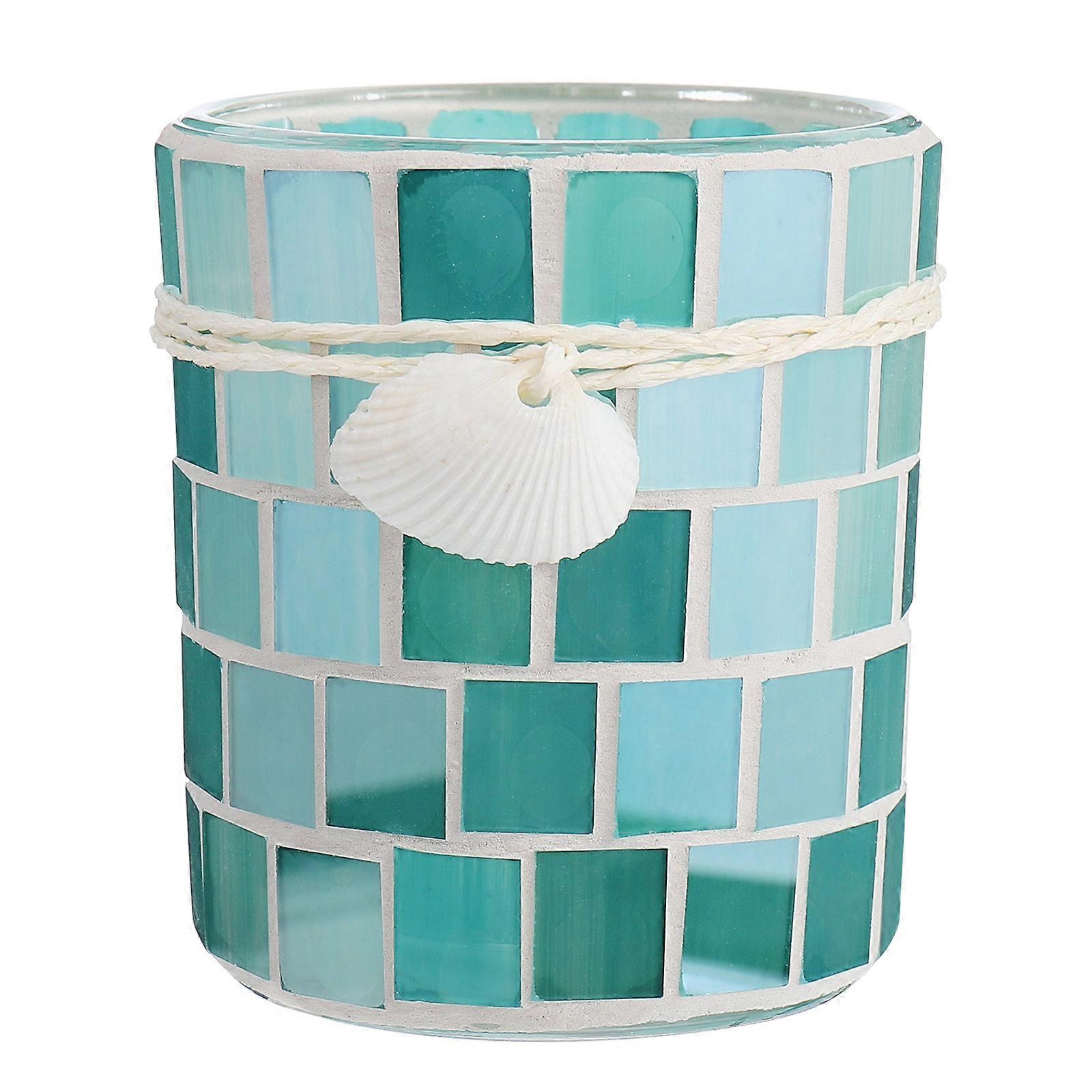 Glass Tealight Holder Mosaic Beautiful Shape Candlelight Dinner Coffee Shop 3.14X2.75X2.75Inch 1Pc