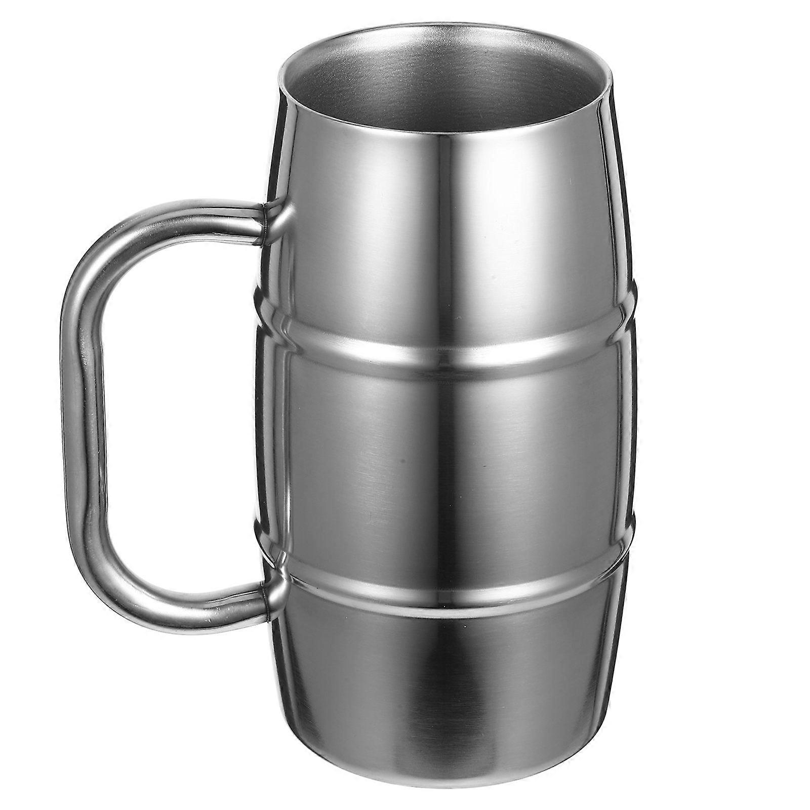 Stainless Steel Water Cup Industrial Style Beer Mug for Party Use Silver Color Cylindrical Shape Cold Retention 1Pack