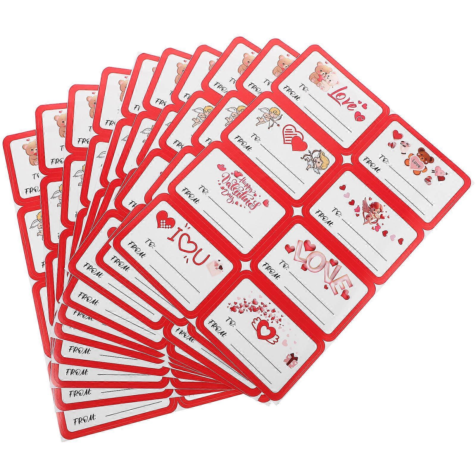 Valentine's Day Stickers 10 Sheets Charming Framed Labels for Envelope Seals, Party Favors, Wrapping & Crafts Self Adhesive & Easy to Use