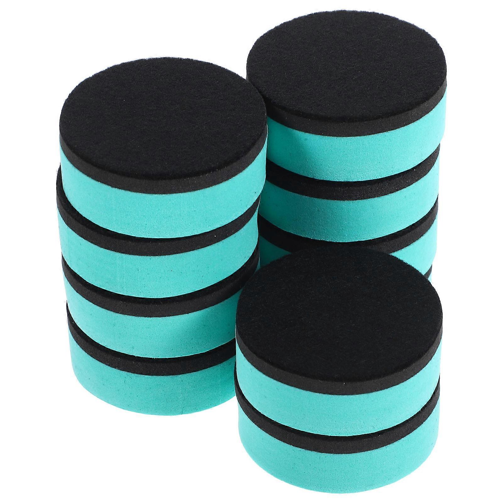 Magnetic Dry Erase Eraser Mini Whiteboard Erasers Round Green 5.00X5.00X2.00CM Erasing 10Set