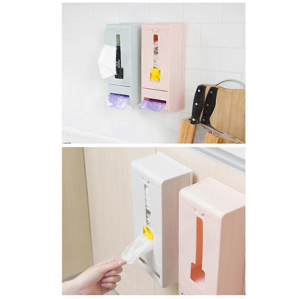 Kitchen Wall Organizer Trash Bags Container White Space Saving 1Set