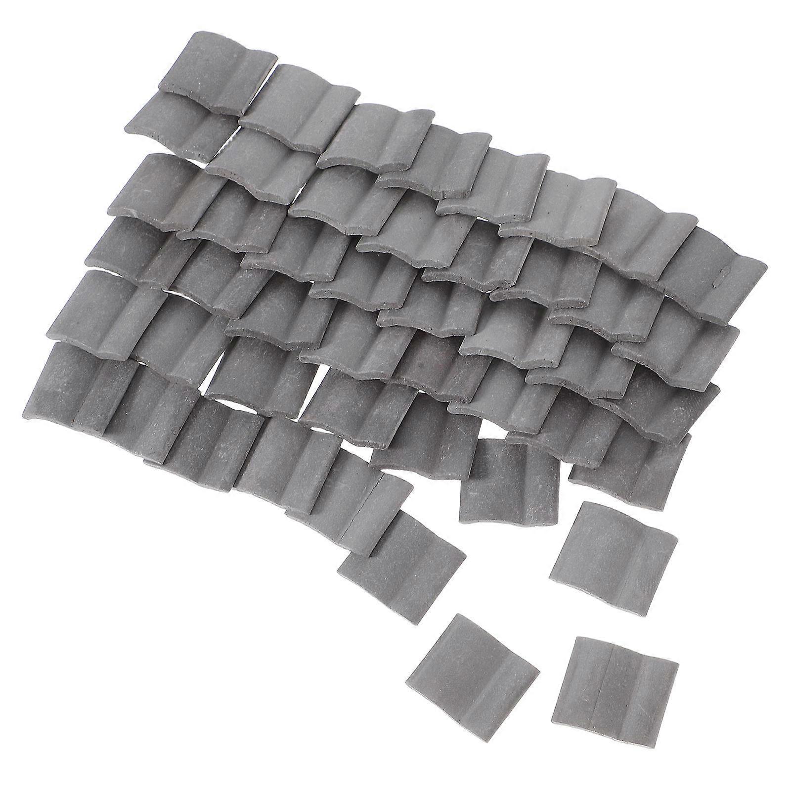 Fake Roof Tiles Models Miniature Roof Tiles Diy Micro Landscape Realistic Fake Roofing Dollhouse Grey 1.90X1.60X0.20CM 50Set