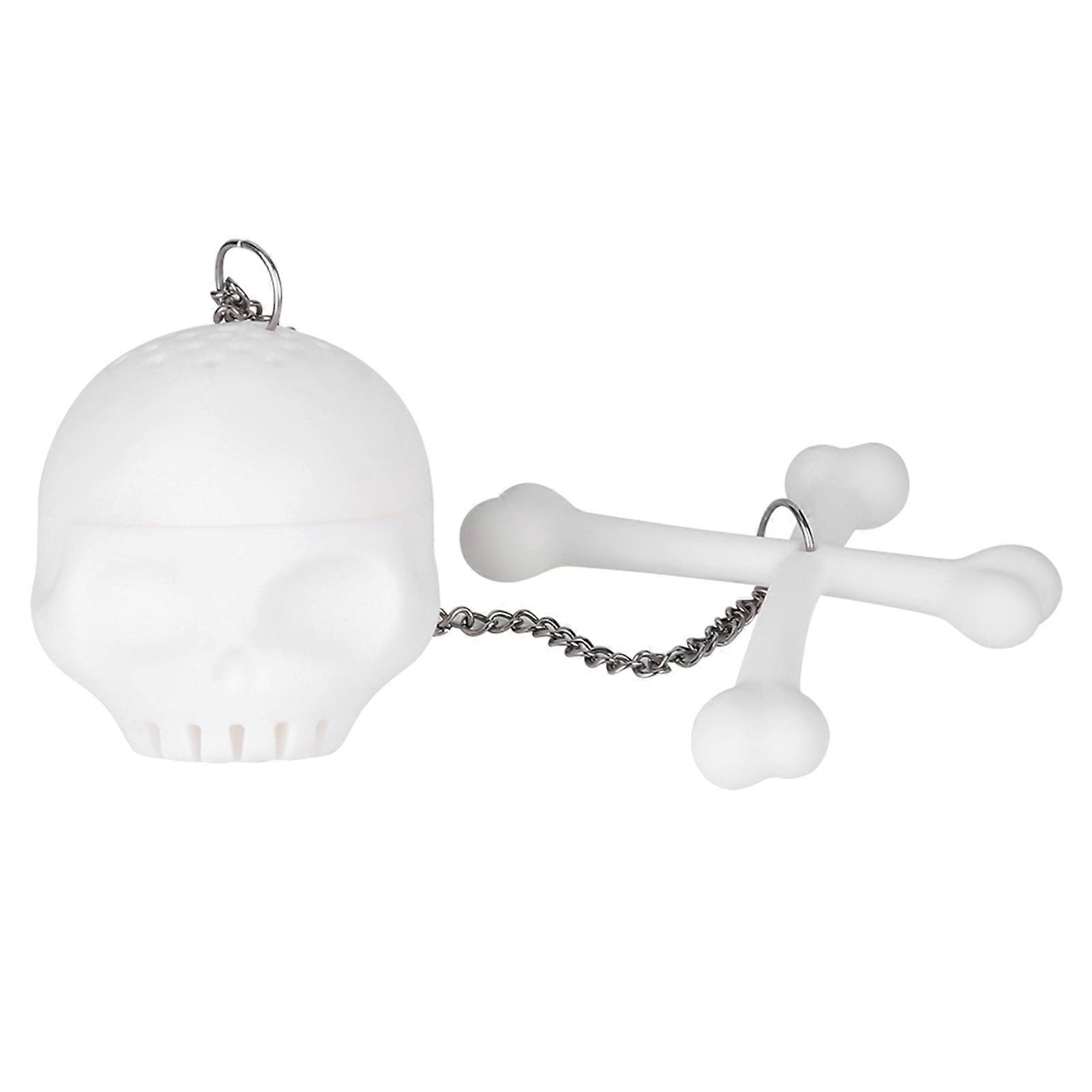 White Simulation Skull Shape Tea Infuser Silicone Tea Leaf Strainer Filter for Home Office