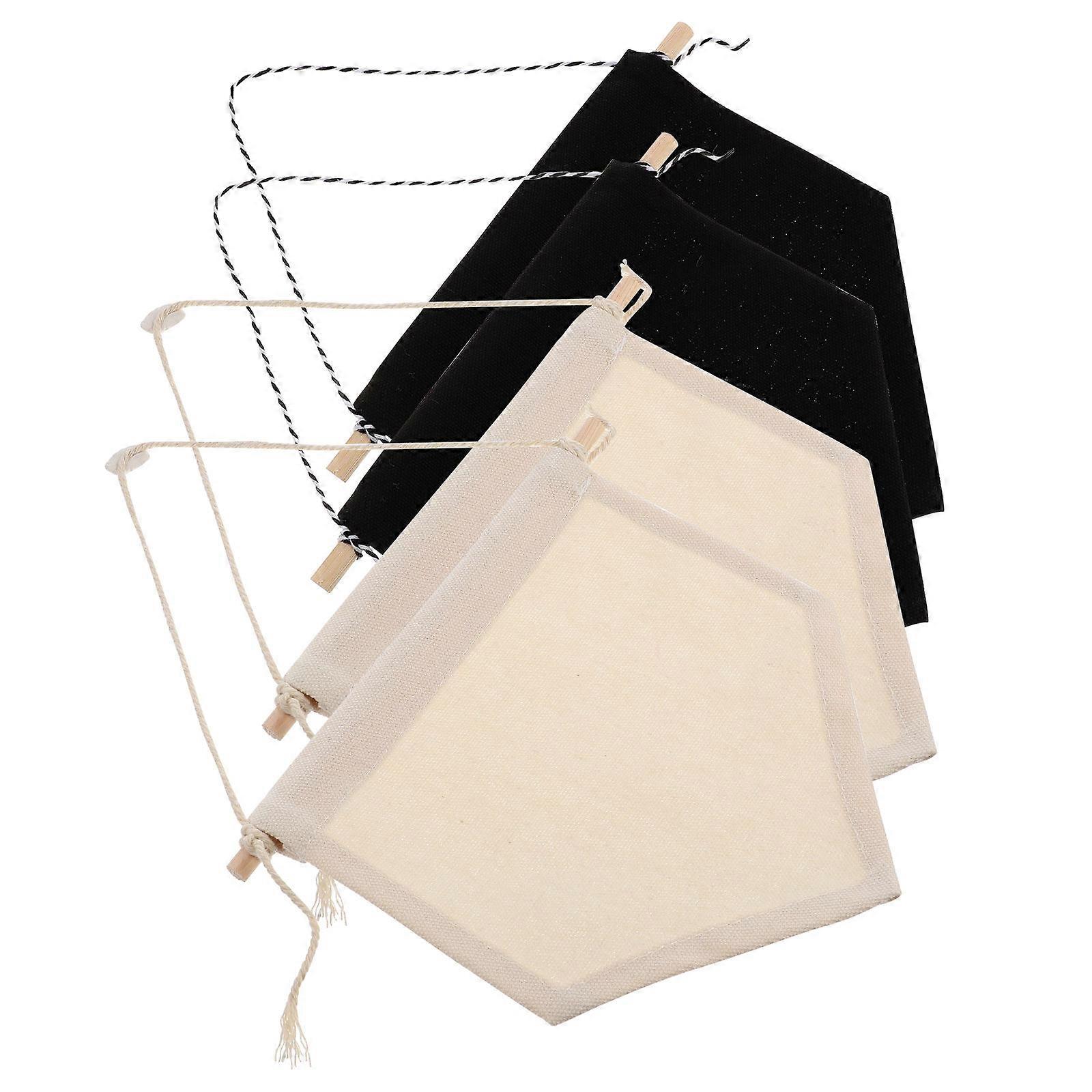 4pcs Blank Canvas Badge Banner Wall Display for Brooches & Pins, Space Saving Home Decorative Storage in Black and Natural Colors