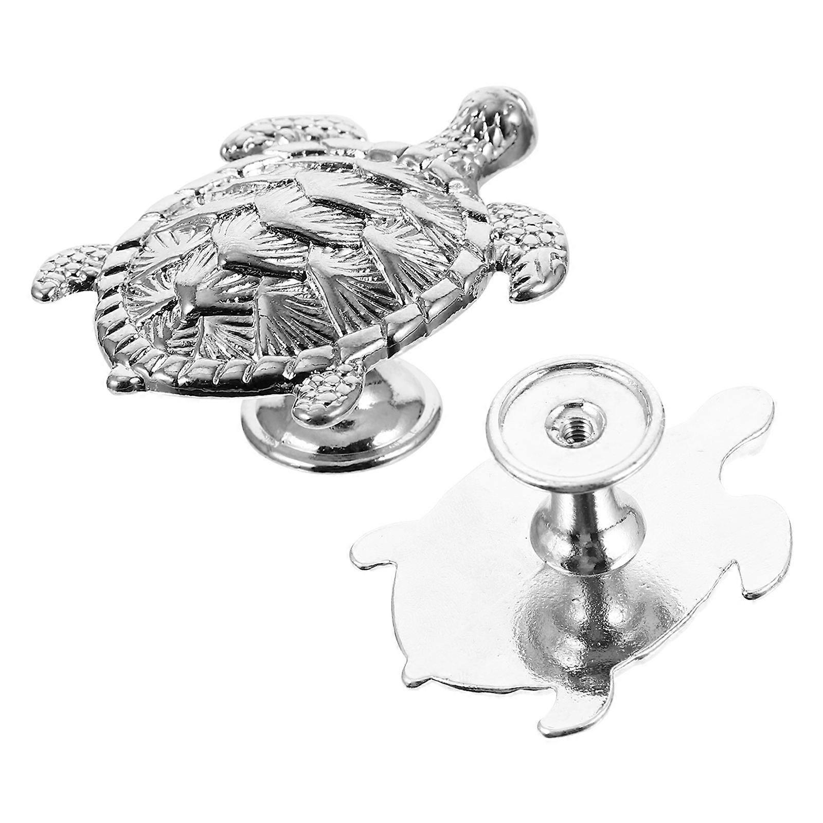 Turtle Shaped Alloy Drawer Knobs Adorable Cupboard Handles Replacement for Cabinet Doors Silver Finish