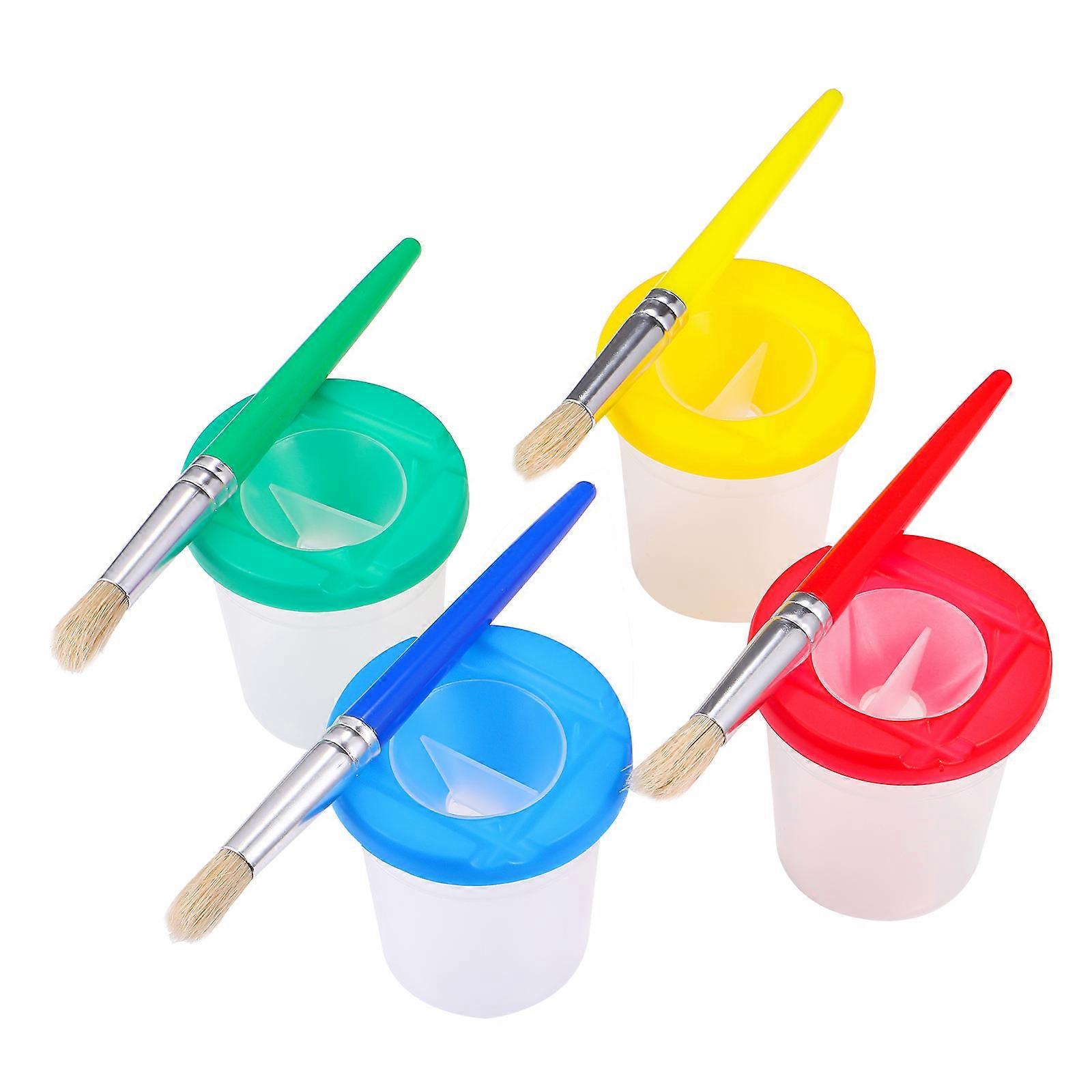 Toddlers Painting Set Paint Cups And Brushes Assorted Color For Art Party School Classes 4Pcs