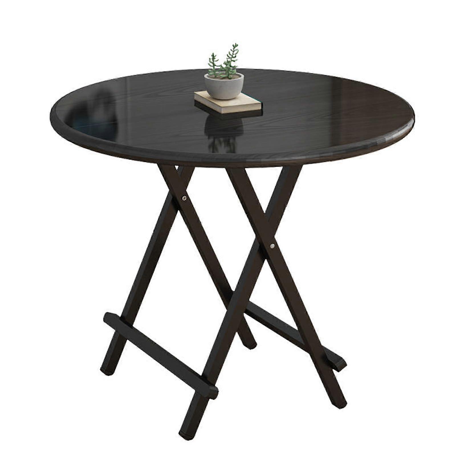 Camping Table, Foldable, Dining Table, Balcony Table, Round Black 60X60X55CM
