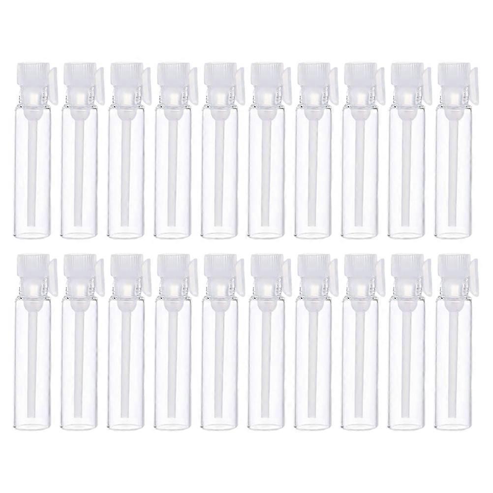 100pcs Bottiglie di sottopacchetto in vetro trasparente Provette per profumi con tappi a goccia Design compatto a prova di perdite per l'uso quotidiano in ufficio di viaggio
