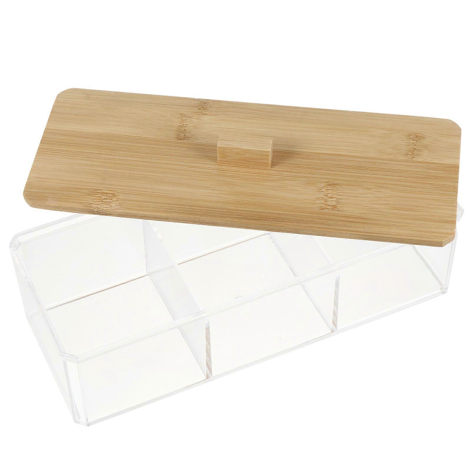 Cosmetics Storage Box Transparent Acrylic Organizer For Bathroom Rectangular Shape Assorted Color 23.5x9.5x6.6cm 1Pcs