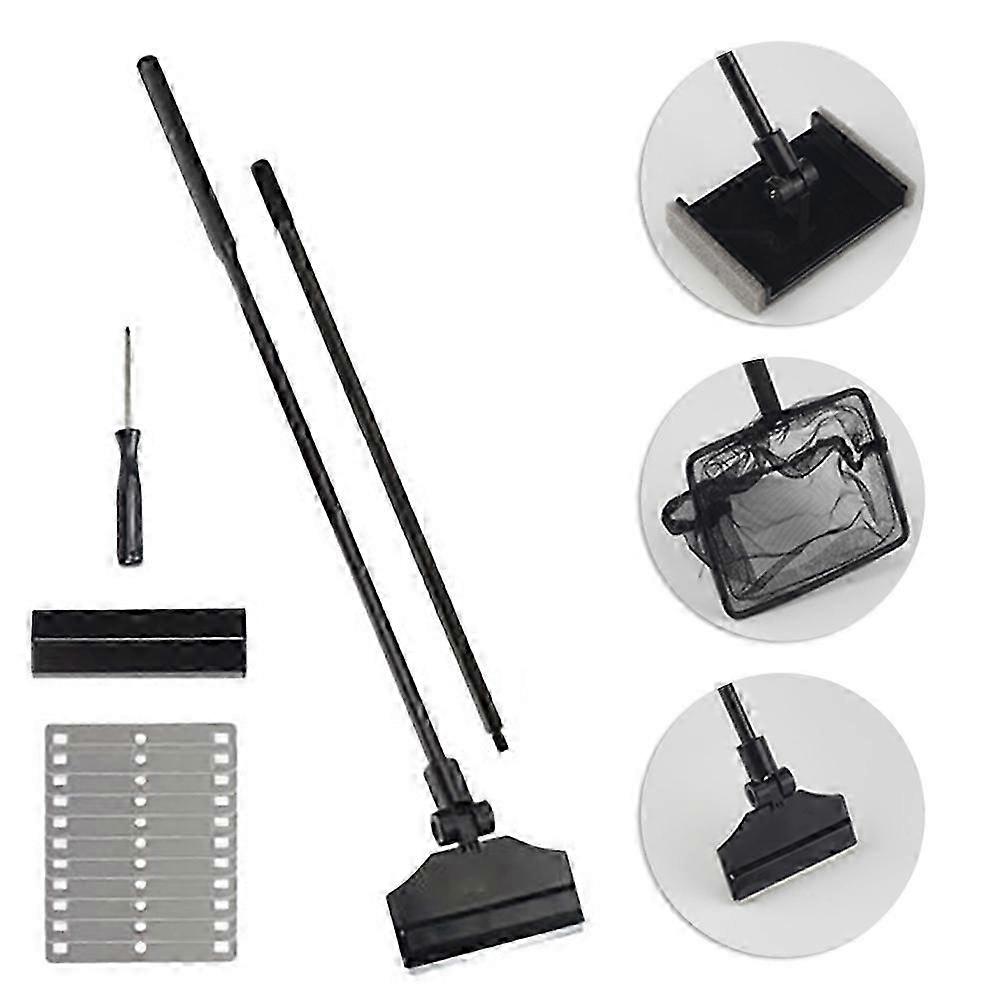 3 in 1 Multi-Function Aquarium Fish Tank Cleaning Tool Aquarium Cleaning Set Fish Tank Brush+Algae Scraper+Fish Net 65CM