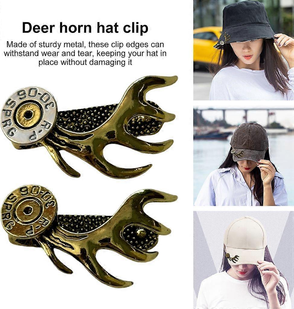 Hat Decoration Clip Elk Antler Shape Unisex Smooth Metal Lightweight Non-slip Reusable Baseball Cap Peak Brim Clip - Silver