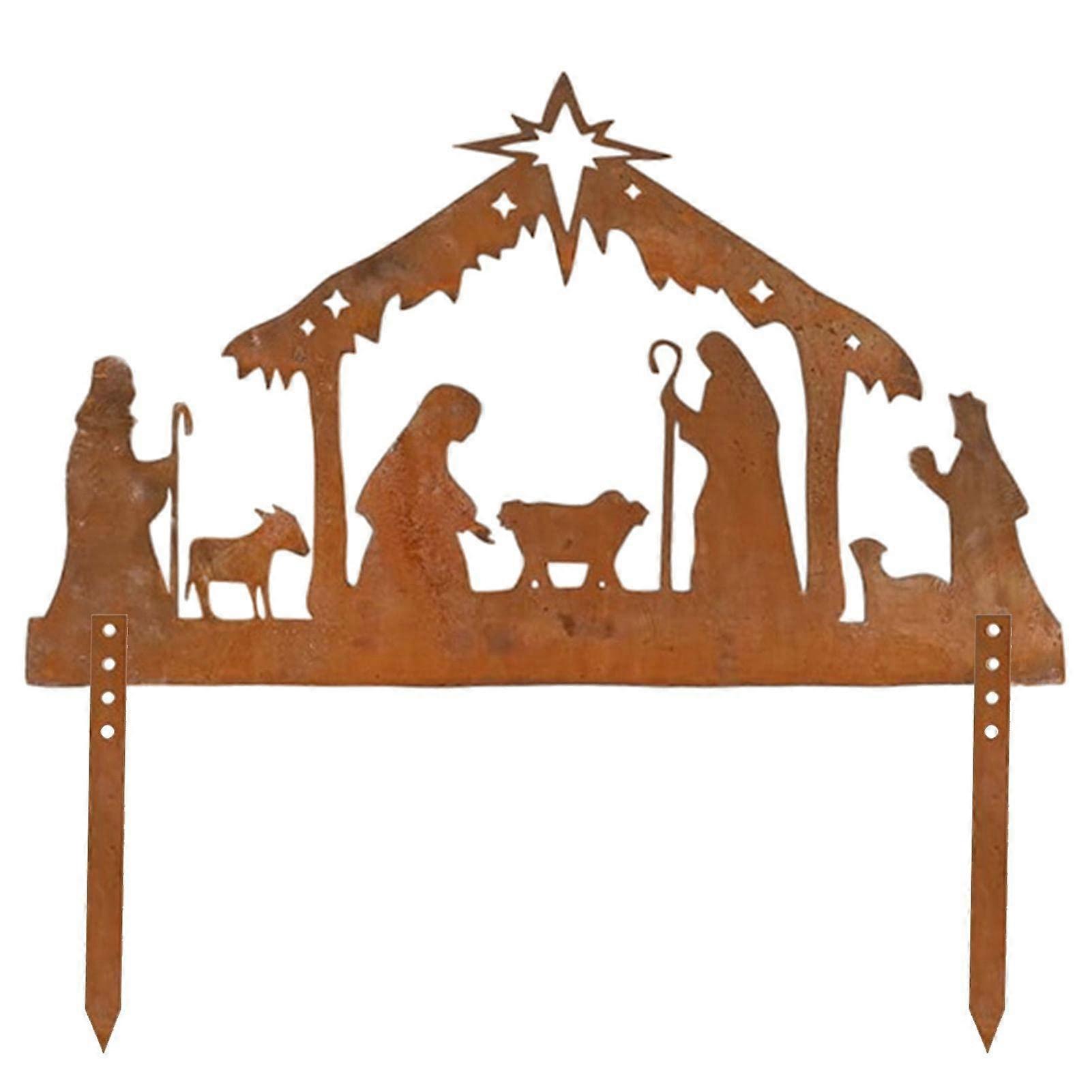 Christmas Nativity Scene Outdoor Lilienburg Garden Stake, Weatherproof Nativity Set