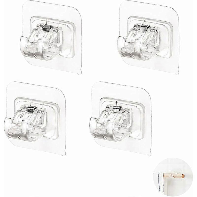 No Drilling Curtain Brackets Adhesive Curtain Hooks Curtain Rod Brackets Self Adhesive Rod Brackets For Hanging Curtains Or Towel Bars (Set Of 4)