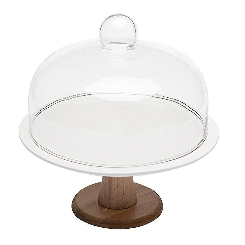 Dessertteller Abdeckung Kuchen Display Ständer Leicht zu reinigen Holz 24,5 x 24,5 x 23 cm 1 Set