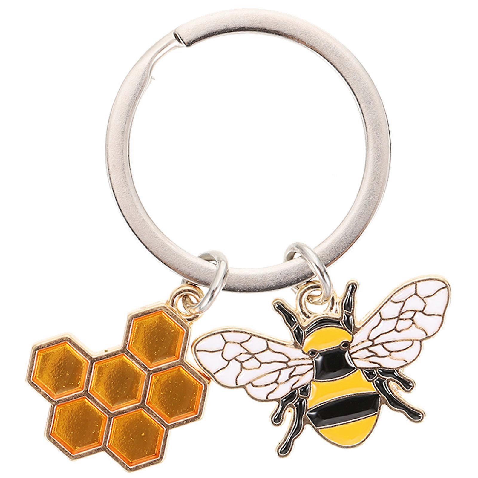 Honeycomb Bee Keychain Durable Alloy Bag Charm Decorative Backpack Accessory for Birthday, Christmas, Valentine's Day