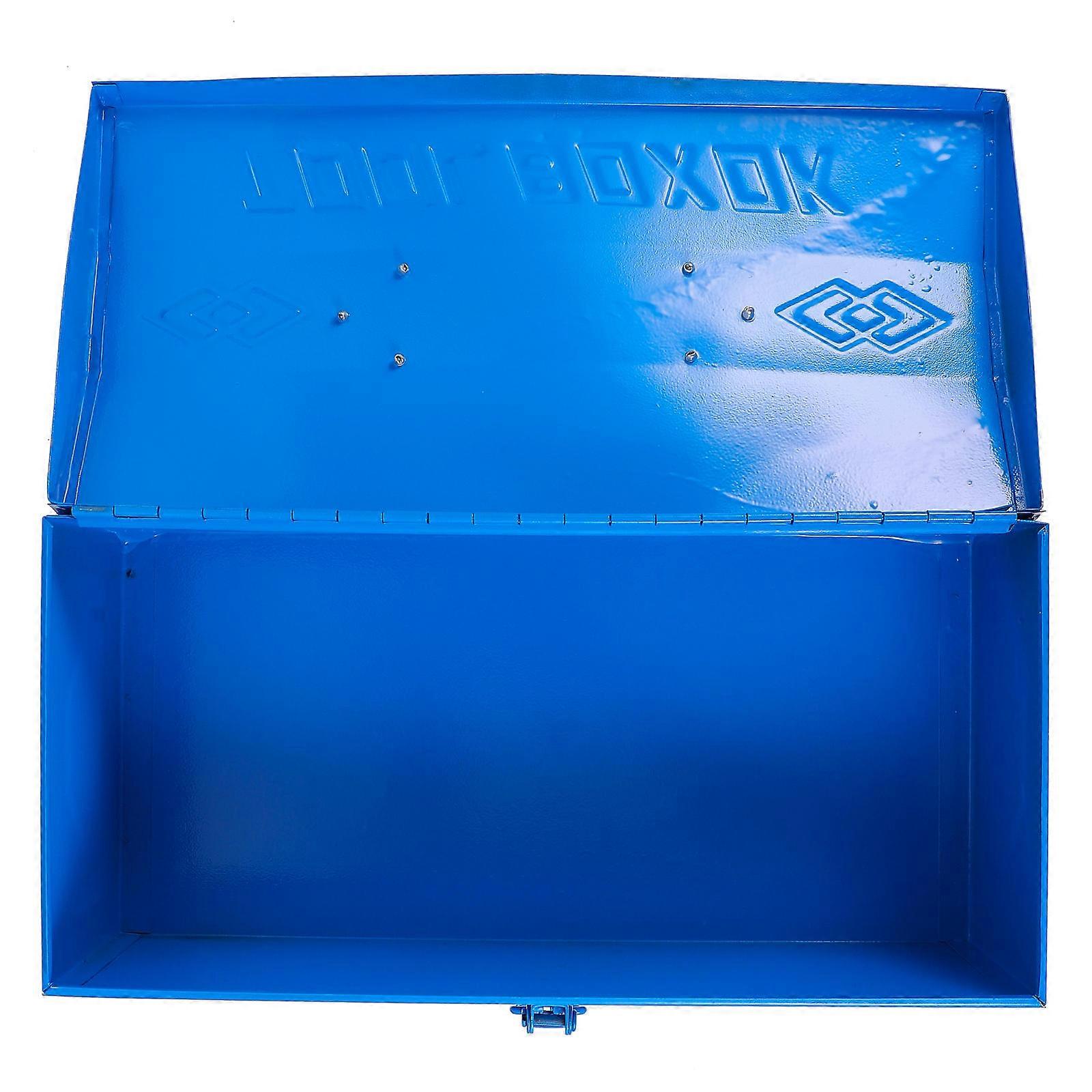 Portable Blue Single Iron Tool Box for Car Mechanics – Durable Metal Storage Case Organizer for Screwdrivers, Wrenches, Drills – High Load Capacity