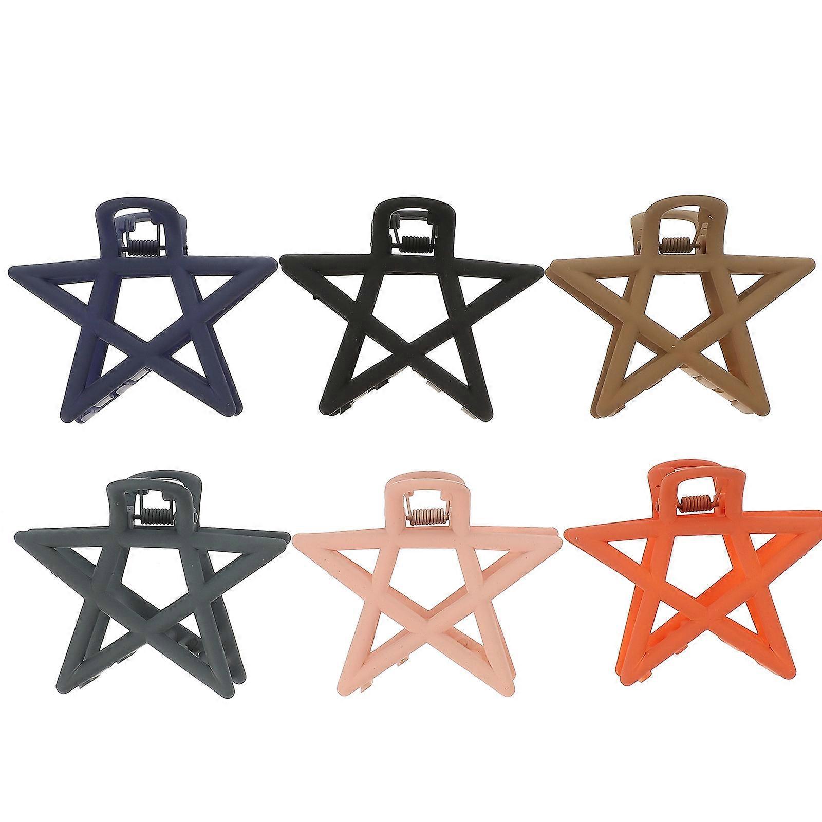 6pcs Star Hair Clips Matte Finish Claw Clips for Women Multi Color Styling for and Shower Use
