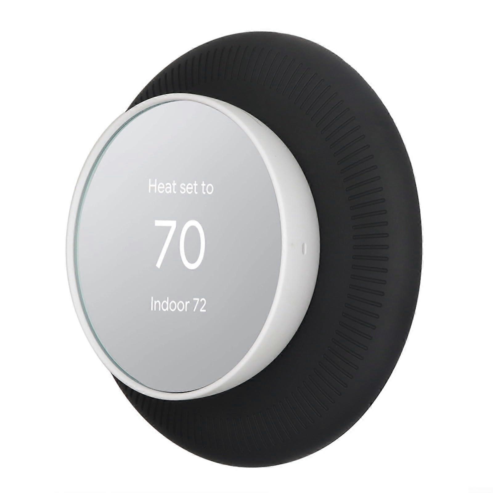 Wall Plate Cover for Nest Thermostat Black Silicone Easy Installation Compatible with Multiple Models