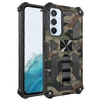 2025 For Samsung Galaxy A54 5G Camouflage Armor Shockproof TPU + PC Magnetic Protective Phone Case with Holder