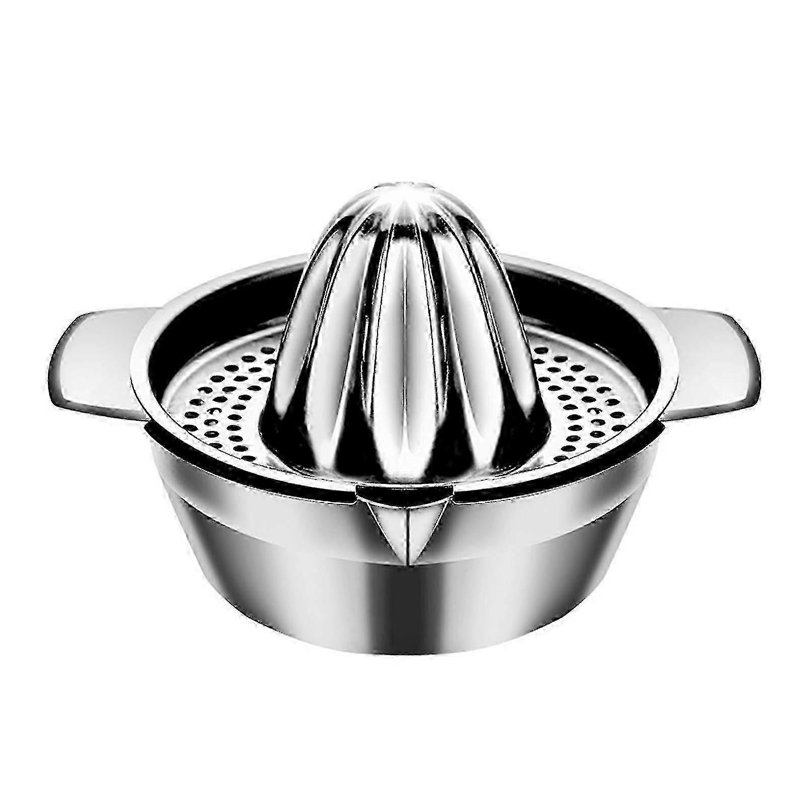 Portable Stainless Steel Citrus Juicer with Strainer & Dual Spouts - Perfect for Home, Travel, Camping & Outdoor Juice Making - Silver