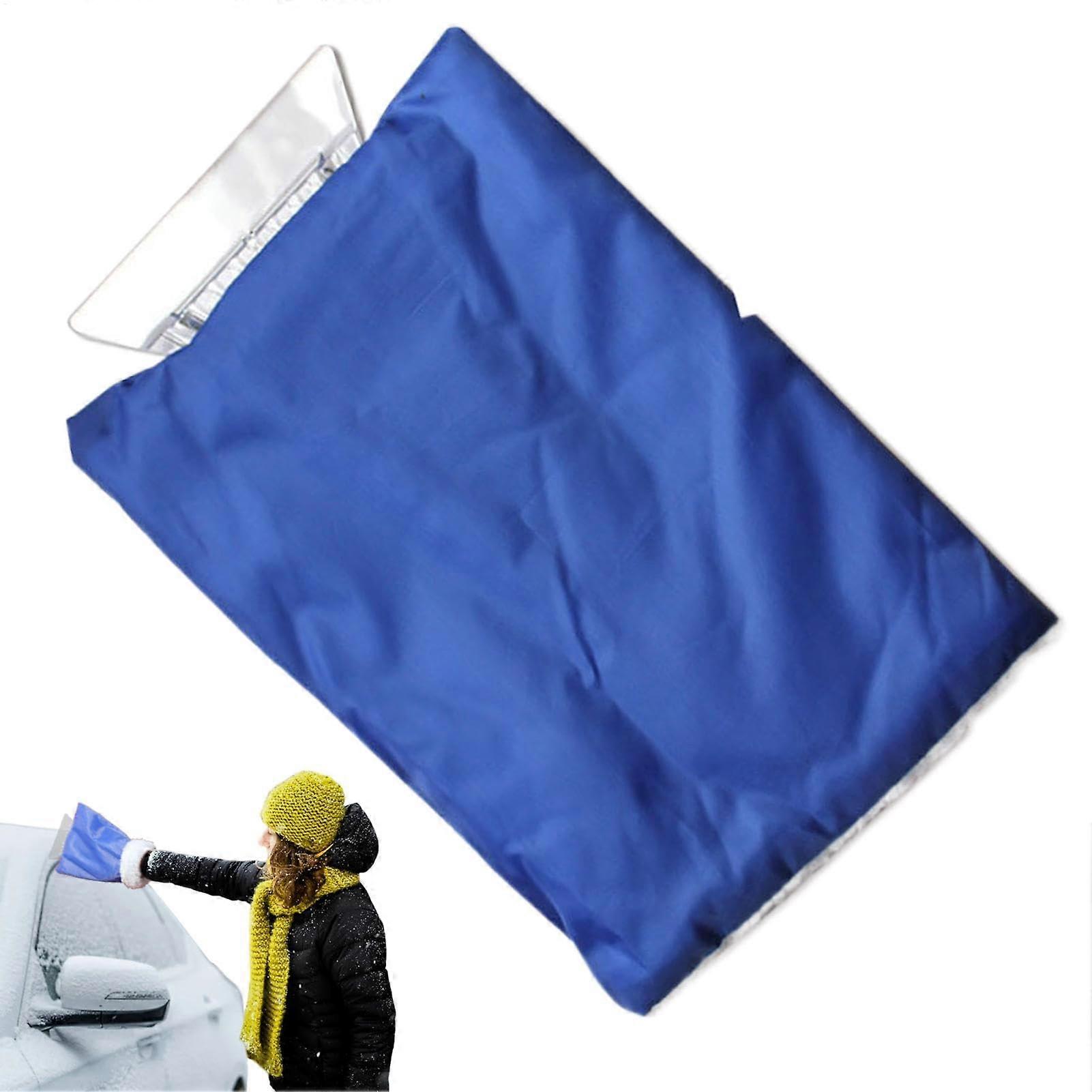 Car Ice Scraper Mitt Waterproof Snow Remover With Ergonomic Handle And Soft Fleece Lining 26.5 cm Blue Red Compact
