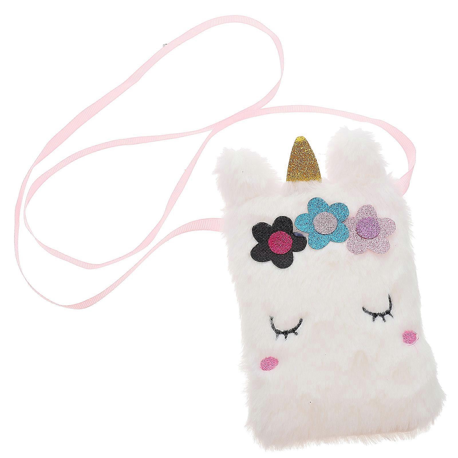 Plush Embroidered Unicorn Crossbody Bag with Lovely Cartoon Design for Shoulder Use – Cute & Versatile for Parties, Shopping, and Daily Wear