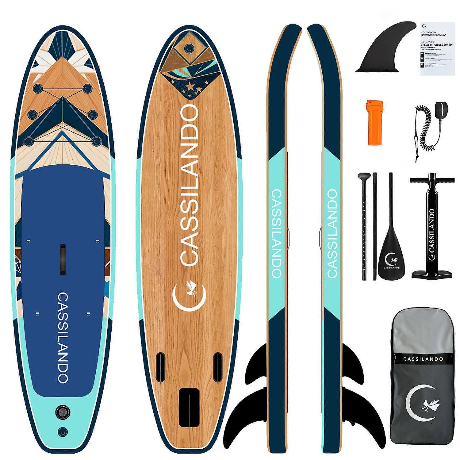CASSILANDO Stand Up Paddle Board, SUP Inflatable Standup, 335x84cm, Wood Grain