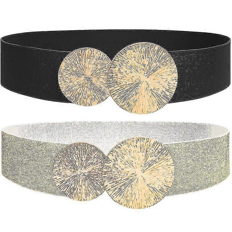 المرأة حزام مرن واسع مع مشبك الذهب لباس بسط خمر الخصر الذهب الأسود الحزام