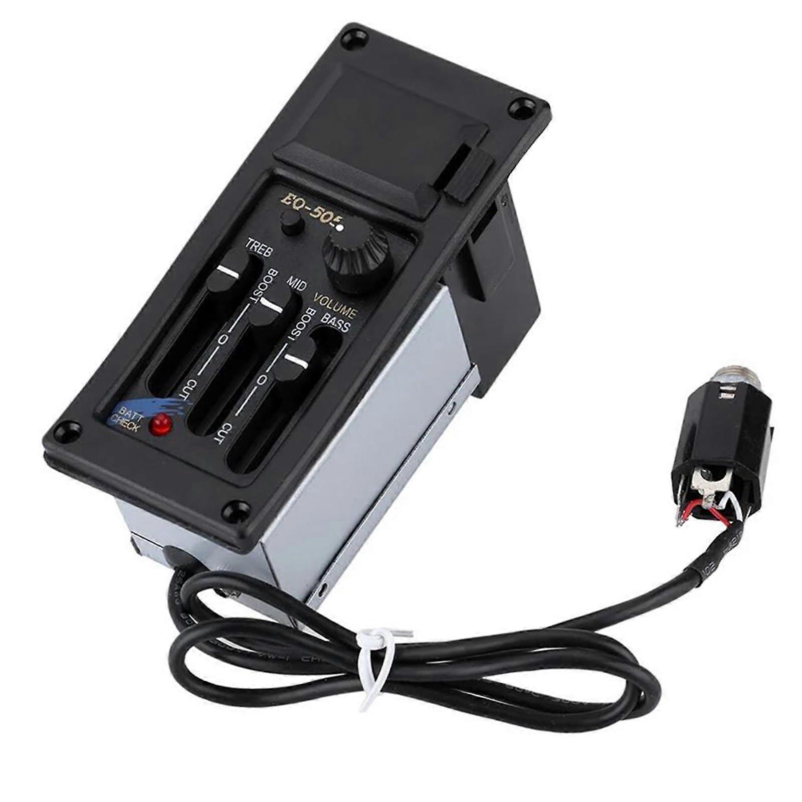 Piezoelectric Pickup for 3-Band Acoustic Guitar with EQ Equalizer Preamp and Tuner - Professional Sound Enhancement Accessory