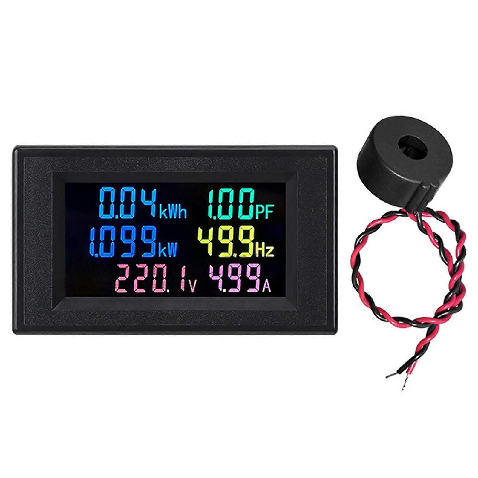 Industrial Digital Single Phase Power Meter Tester 60-300 Volt 0-199.9A Ranging High Frequency Accuracy ABS Construction Multicolor