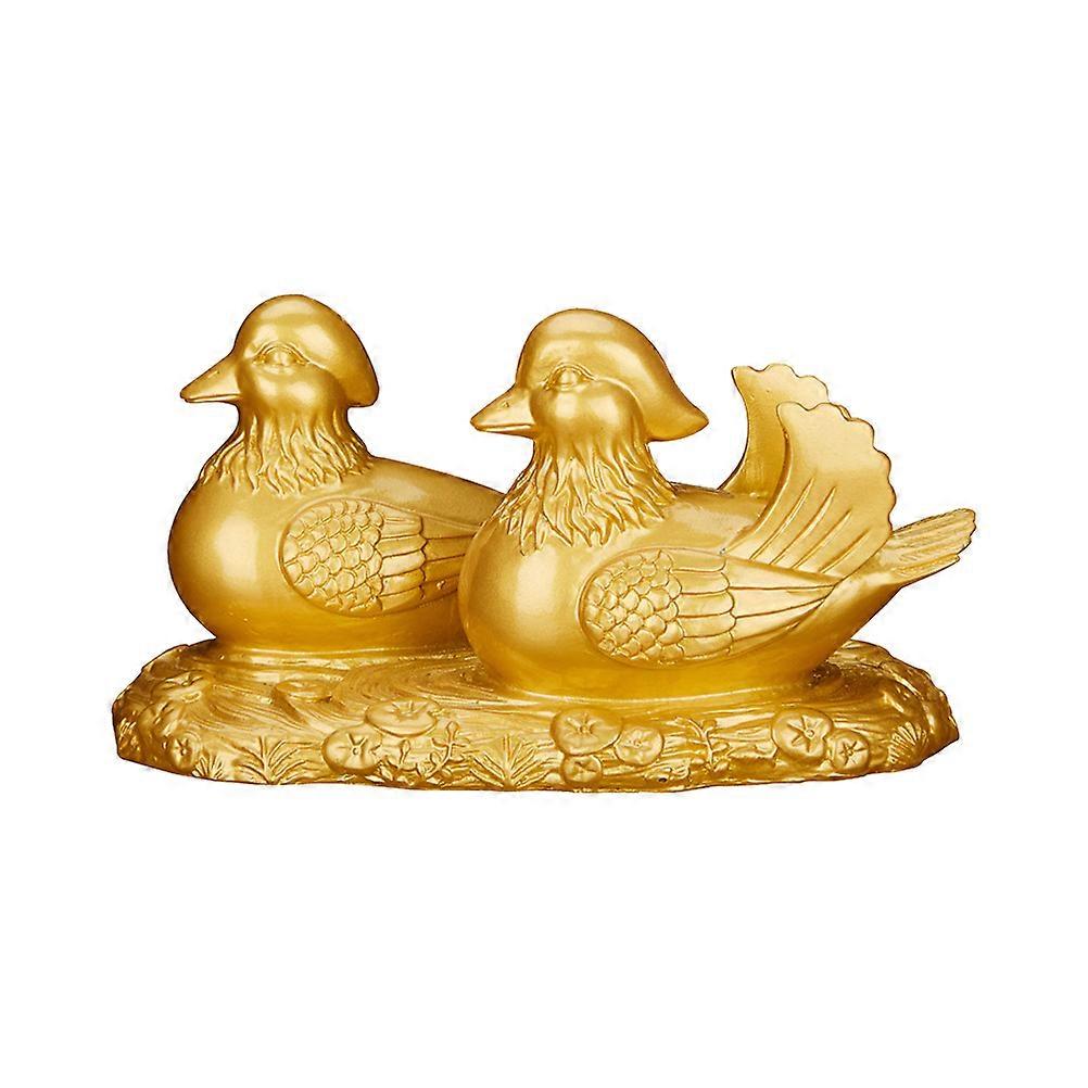 Resin Decor Duck Statue Couple Feng Shui Adornment 5.9×3.1×3.1in 1Set