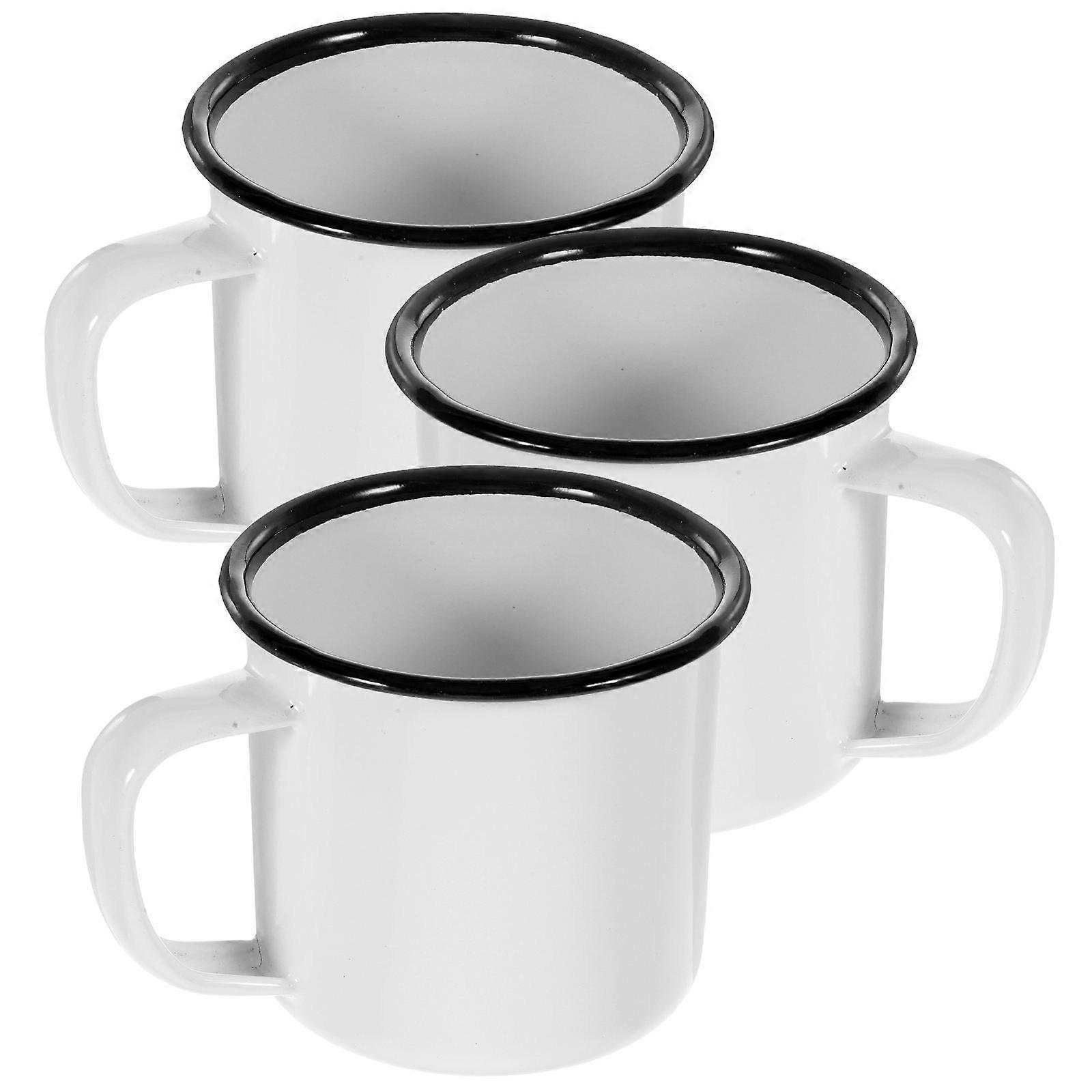 Rounded Enamel Cups And Mugs Practical Water Container 3Pcs