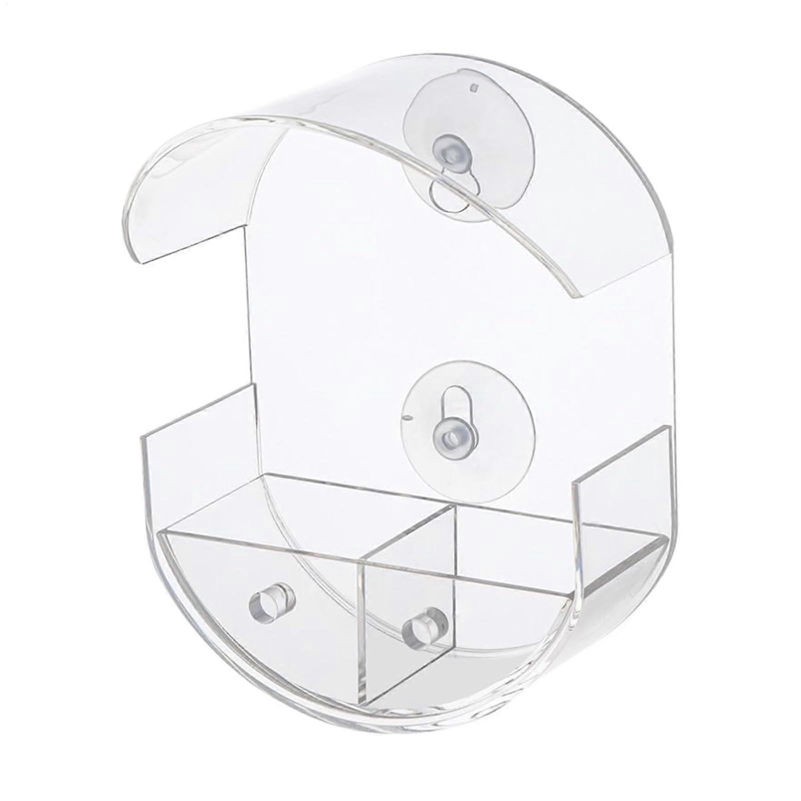 Clear Window Bird Feeder Acrylic, Leak-Proof Detachable Food Box, Transparent, Easy Mount, Compact 7.87x5.91x4.33in