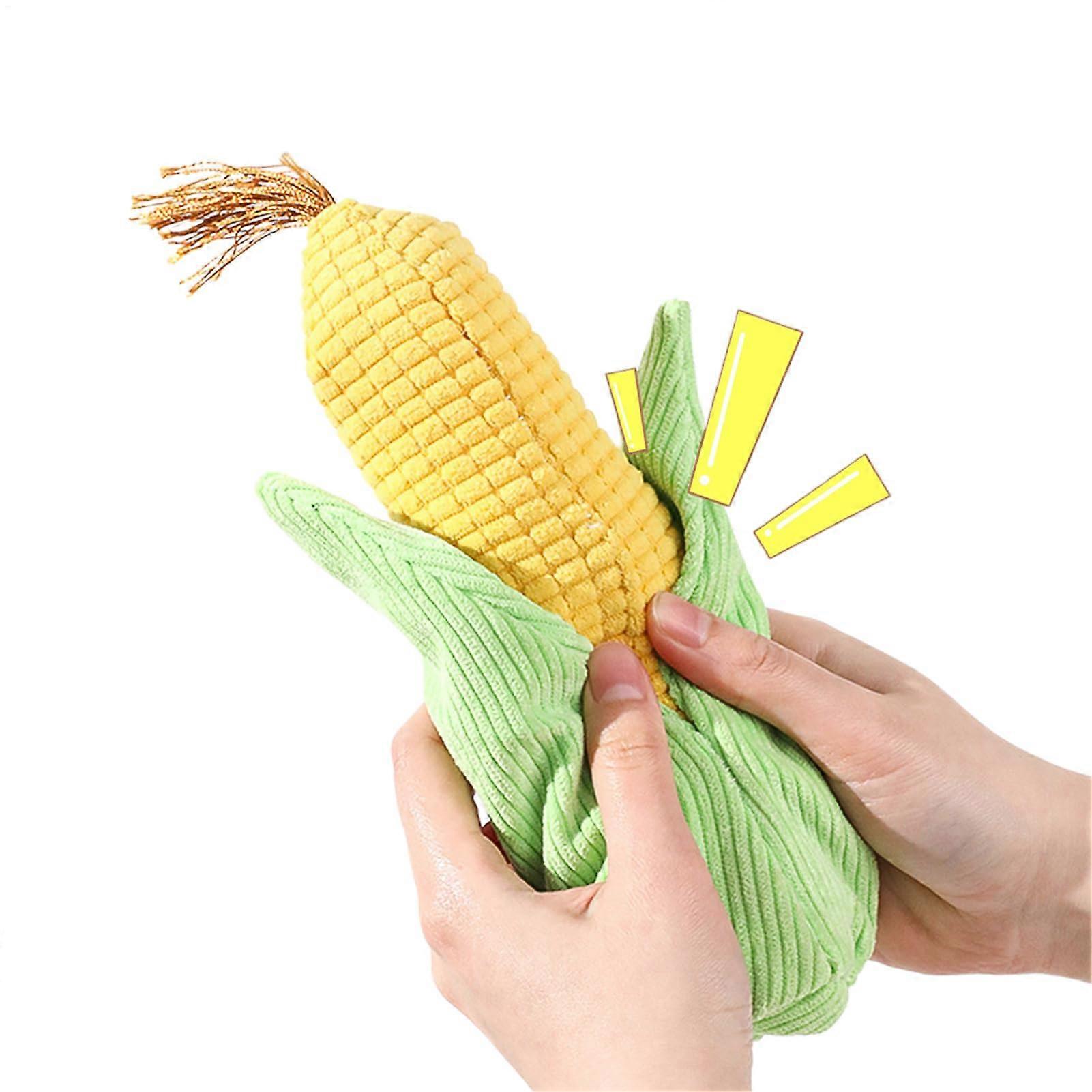 Dog Squeaky Toy, Corn Shape, Puppy Chew Toy, Colourful Plush Pet Teeth