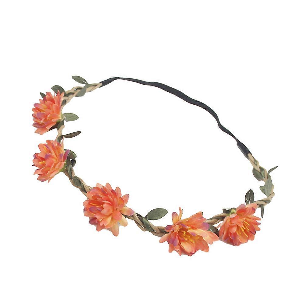 زهرة عقال بوهيميا زهرة تاج إكليل للنساء شاطئ حزب عطلة التصوير الفوتوغرافي برتقالي غامق قطر 24 سم صور دعامة 1 قطعة
