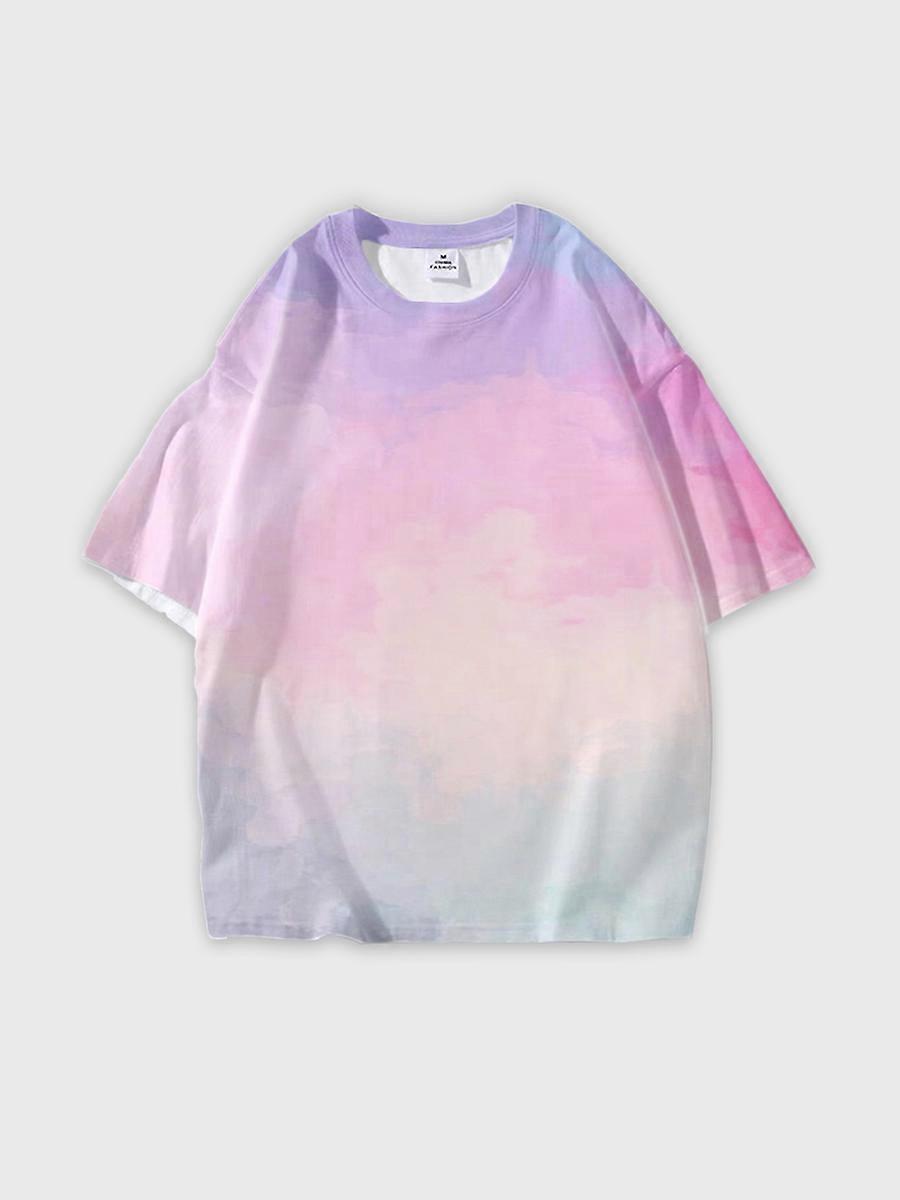 T-shirt round neck Pattern loose short sleeve B1427