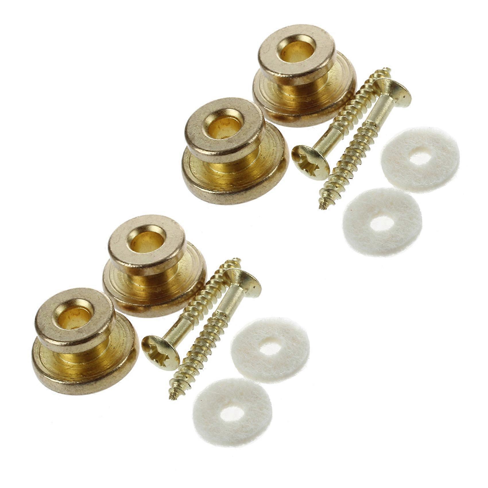 4Pcs Golden Strap Button with Mounting Screw for Guitar Mandolin